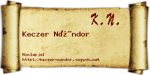 Keczer Nándor névjegykártya